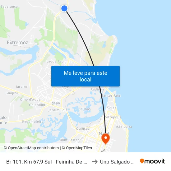 Br-101, Km 67,9 Sul - Feirinha De Estivas to Unp Salgado Filho map