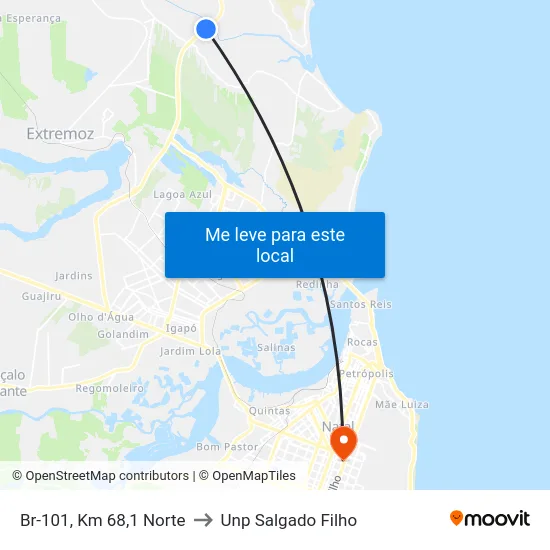 Br-101, Km 68,1 Norte to Unp Salgado Filho map