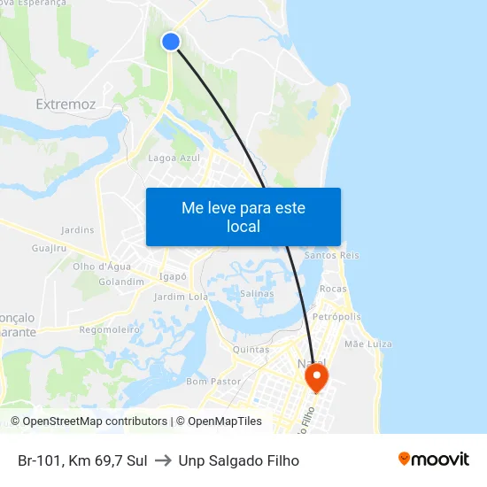 Br-101, Km 69,7 Sul to Unp Salgado Filho map