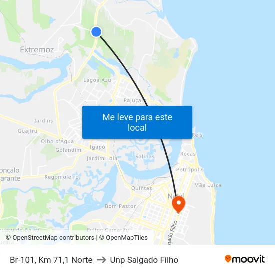 Br-101, Km 71,1 Norte to Unp Salgado Filho map
