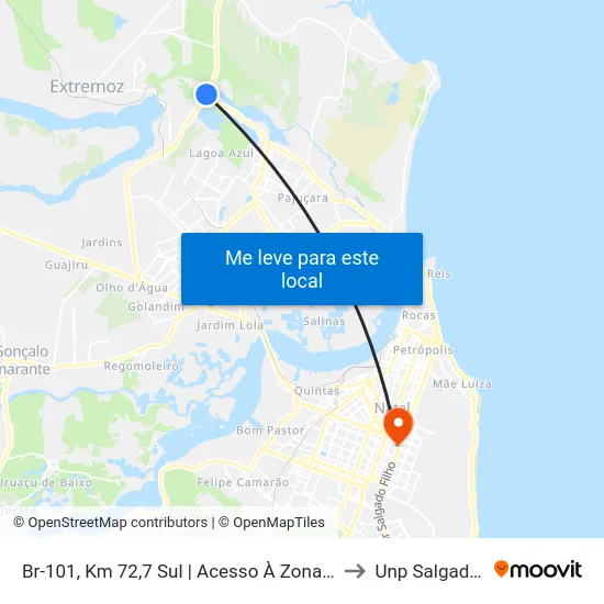 Br-101, Km 72,7 Sul | Acesso À Zona Norte De Natal to Unp Salgado Filho map