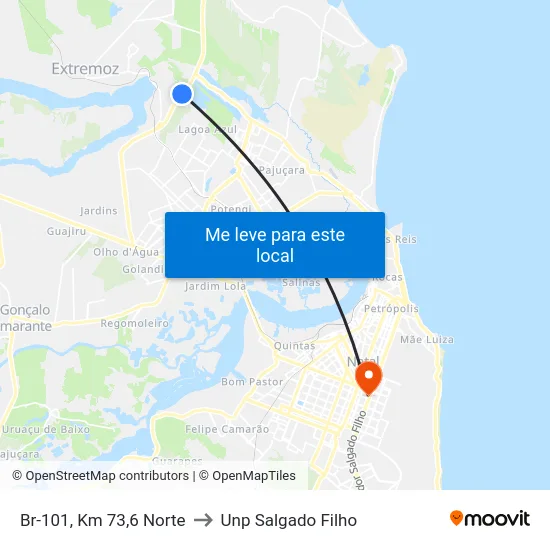 Br-101, Km 73,6 Norte to Unp Salgado Filho map