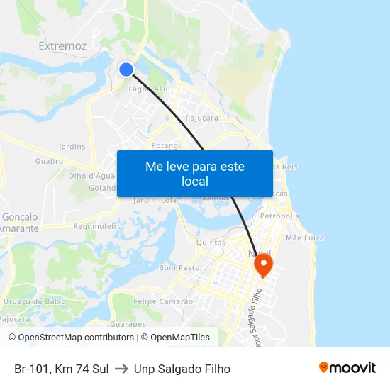 Br-101, Km 74 Sul to Unp Salgado Filho map