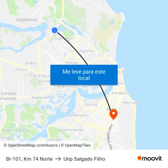 Br-101, Km 74 Norte to Unp Salgado Filho map