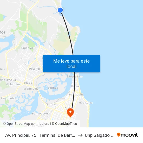 Av. Principal, 75 | Terminal De Barra Do Rio to Unp Salgado Filho map