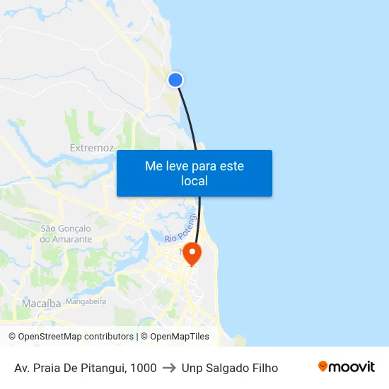 Av. Praia De Pitangui, 1000 to Unp Salgado Filho map