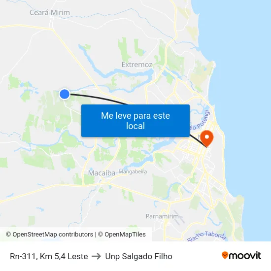 Rn-311, Km 5,4 Leste to Unp Salgado Filho map