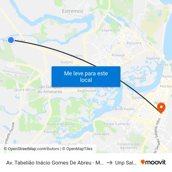 Av. Tabelião Inácio Gomes De Abreu - Maçaranduba - Sentido Canto De Moça to Unp Salgado Filho map