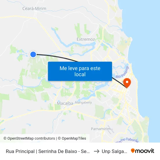 Rua Principal | Serrinha De Baixo - Sentido Canto De Moça to Unp Salgado Filho map