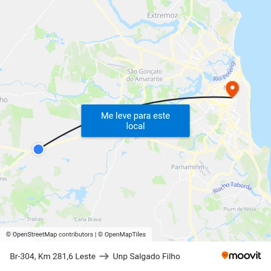 Br-304, Km 281,6 Leste to Unp Salgado Filho map