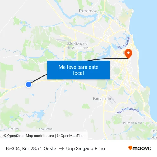 Br-304, Km 285,1 Oeste to Unp Salgado Filho map