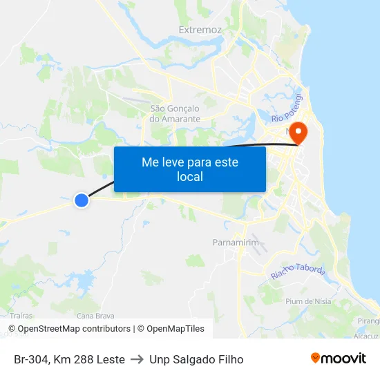 Br-304, Km 288 Leste to Unp Salgado Filho map