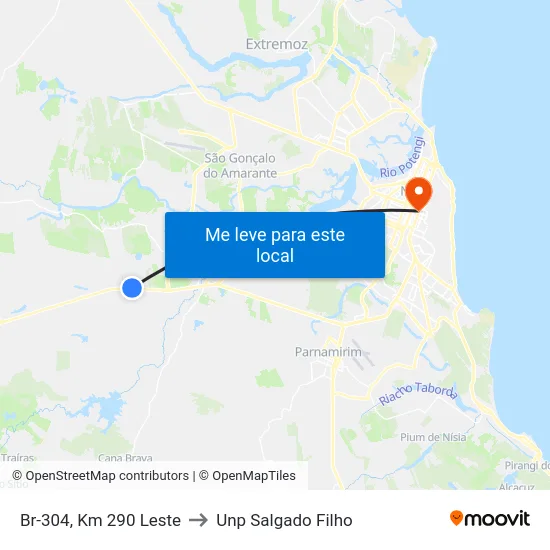 Br-304, Km 290 Leste to Unp Salgado Filho map
