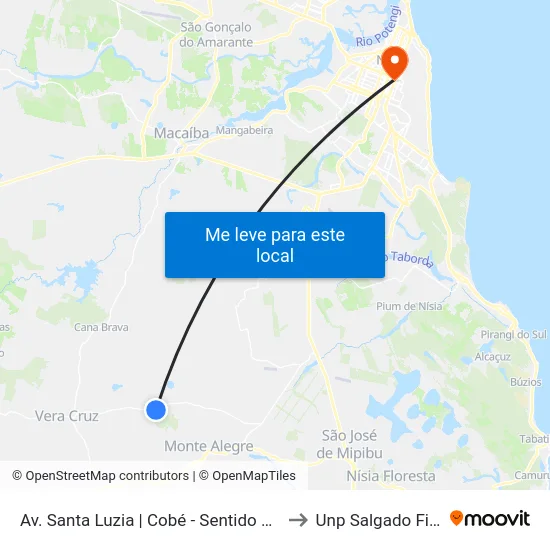 Av. Santa Luzia | Cobé - Sentido Natal to Unp Salgado Filho map