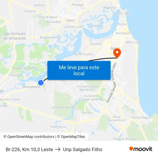 Br-226, Km 10,3 Leste to Unp Salgado Filho map