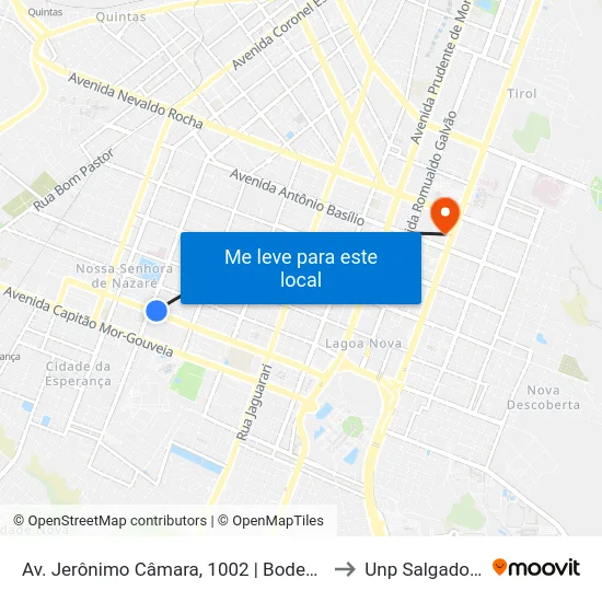 Av. Jerônimo Câmara, 1002 | Bodega Do Mané to Unp Salgado Filho map