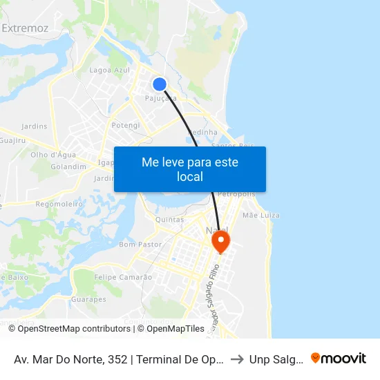 Av. Mar Do Norte, 352 | Terminal De Opcionais Do Parque Das Dunas to Unp Salgado Filho map