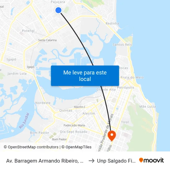 Av. Barragem Armando Ribeiro, 1143 to Unp Salgado Filho map