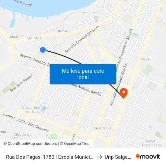 Rua Dos Pegas, 1780 | Escola Municipal Ferreira Itajubá to Unp Salgado Filho map