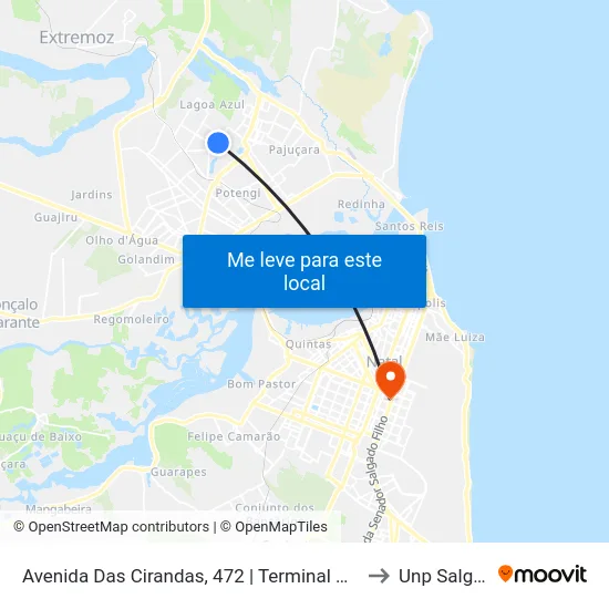 Avenida Das Cirandas, 472 | Terminal Dos Opcionais Em Nova Natal to Unp Salgado Filho map