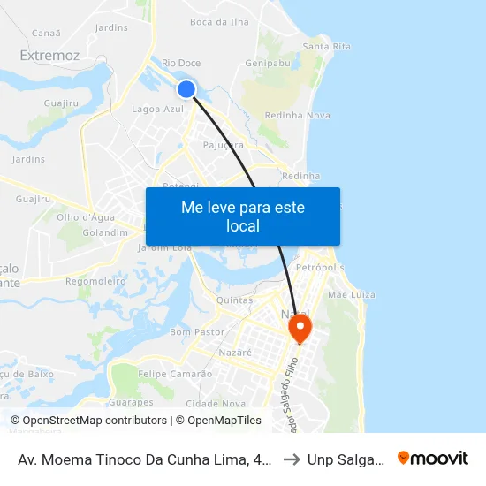Av. Moema Tinoco Da Cunha Lima, 4286 | Sentido Bairro to Unp Salgado Filho map
