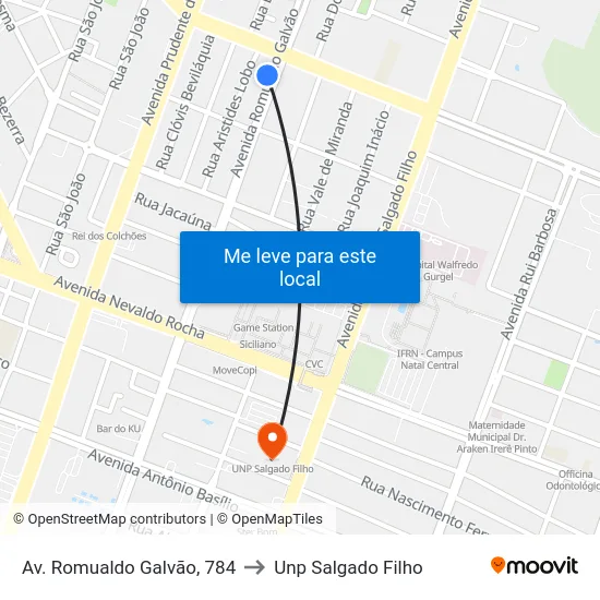 Av. Romualdo Galvão, 784 to Unp Salgado Filho map