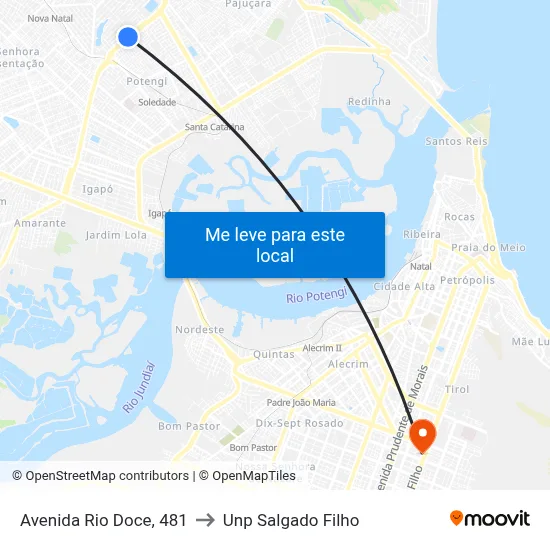 Avenida Rio Doce, 481 to Unp Salgado Filho map