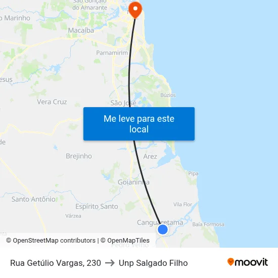 Rua Getúlio Vargas, 230 to Unp Salgado Filho map