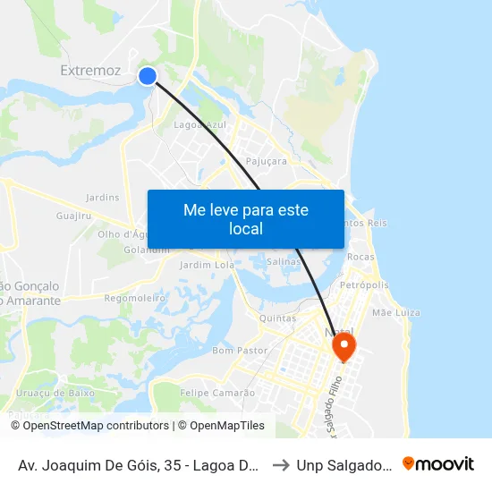 Av. Joaquim De Góis, 35 - Lagoa De Extremoz to Unp Salgado Filho map