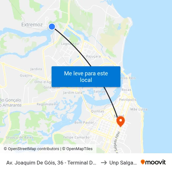 Av. Joaquim De Góis, 36 - Terminal Da Lagoa De Extremoz to Unp Salgado Filho map