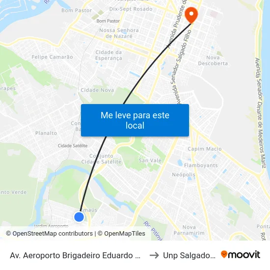 Av. Aeroporto Brigadeiro Eduardo Gomes, 965 to Unp Salgado Filho map