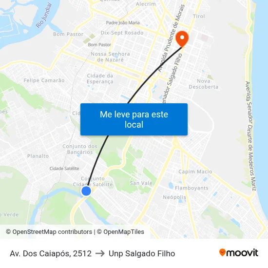 Av. Dos Caiapós, 2512 to Unp Salgado Filho map