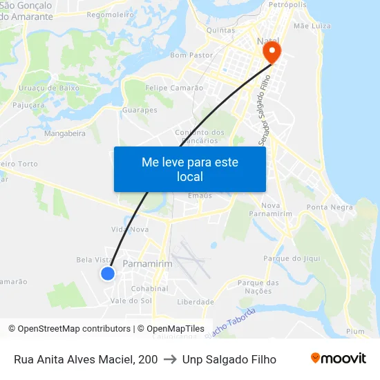 Rua Anita Alves Maciel, 200 to Unp Salgado Filho map