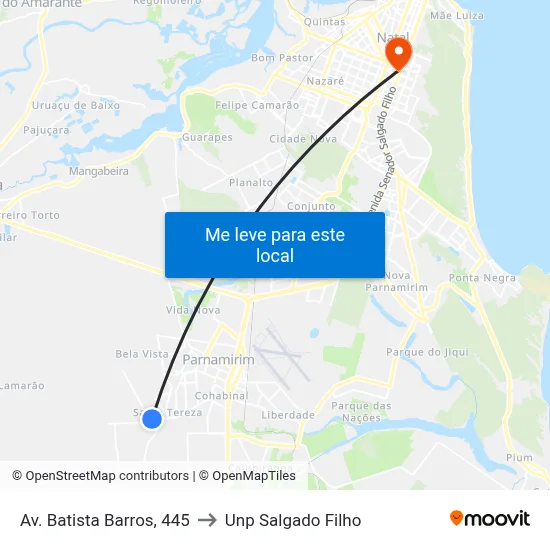 Av. Batista Barros, 445 to Unp Salgado Filho map