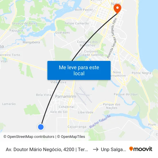 Av. Doutor Mário Negócio, 4200 | Terminal Das Linhas 1 E 4 to Unp Salgado Filho map