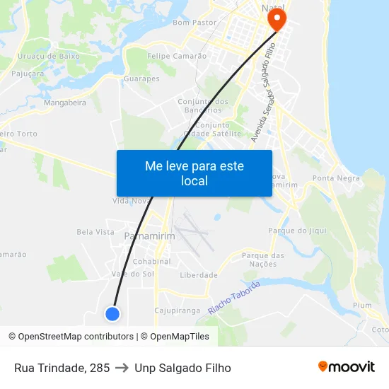 Rua Trindade, 285 to Unp Salgado Filho map