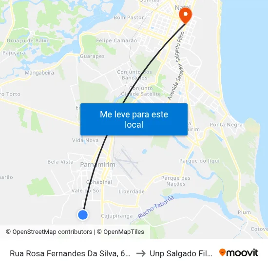 Rua Rosa Fernandes Da Silva, 607 to Unp Salgado Filho map