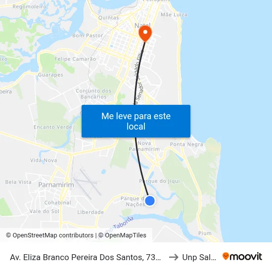 Av. Eliza Branco Pereira Dos Santos, 731 | Ponto Final Da Linha 3 Na Coophab to Unp Salgado Filho map