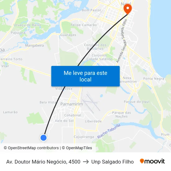 Av. Doutor Mário Negócio, 4500 to Unp Salgado Filho map