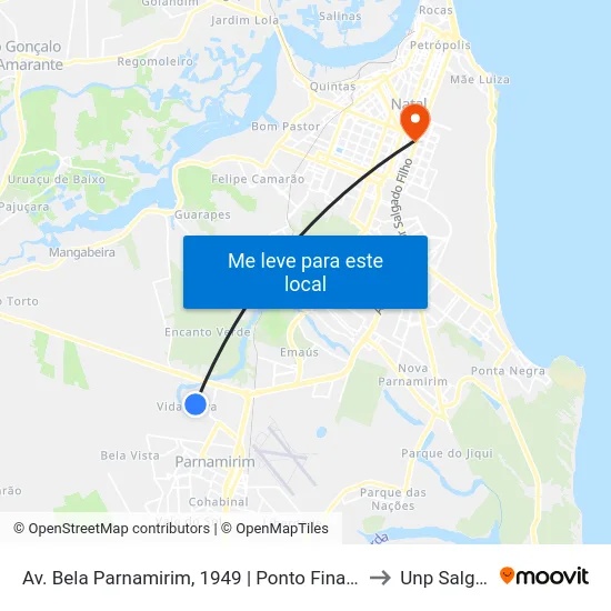 Av. Bela Parnamirim, 1949 | Ponto Final Da Linha 5 No Jockey Clube to Unp Salgado Filho map
