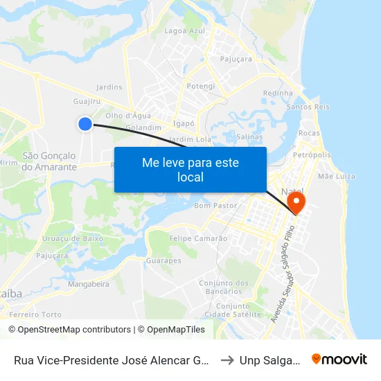 Rua Vice-Presidente José Alencar Gomes Da Silva, 924 to Unp Salgado Filho map