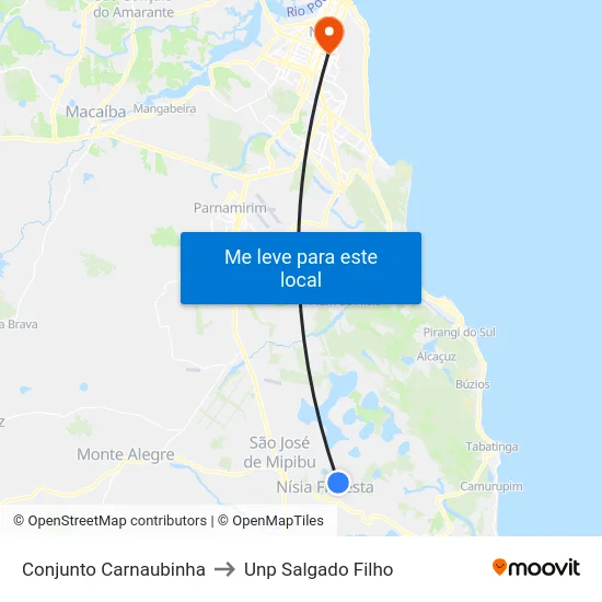 Conjunto Carnaubinha to Unp Salgado Filho map