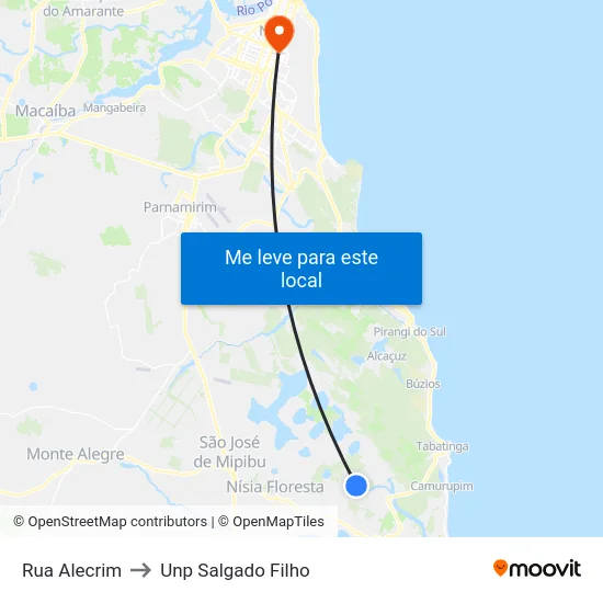 Rua Alecrim to Unp Salgado Filho map
