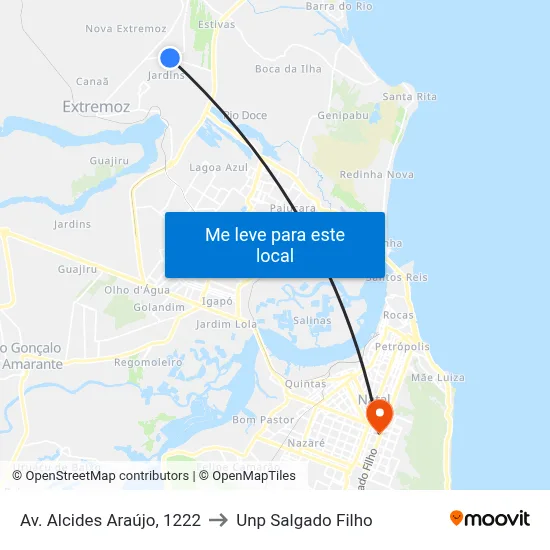 Av. Alcides Araújo, 1222 to Unp Salgado Filho map