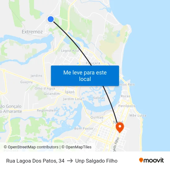 Rua Lagoa Dos Patos, 34 to Unp Salgado Filho map