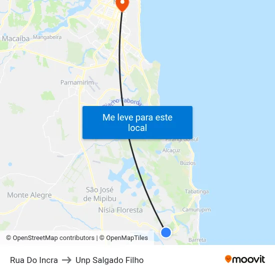 Rua Do Incra to Unp Salgado Filho map