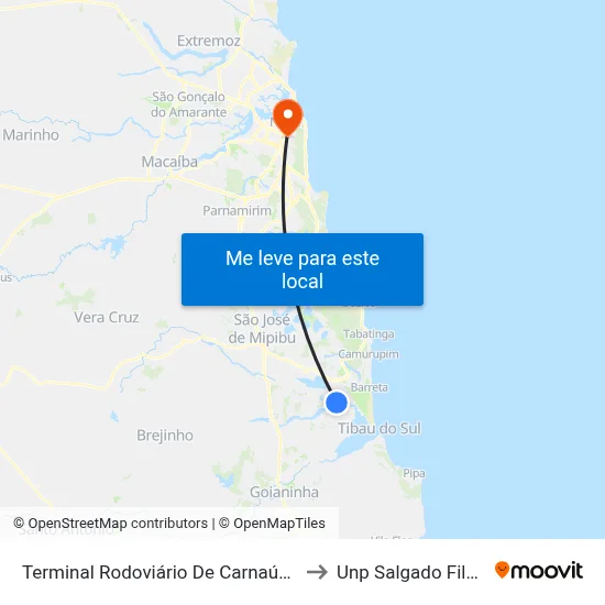 Terminal Rodoviário De Carnaúba to Unp Salgado Filho map