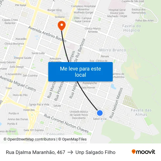 Rua Djalma Maranhão, 467 to Unp Salgado Filho map