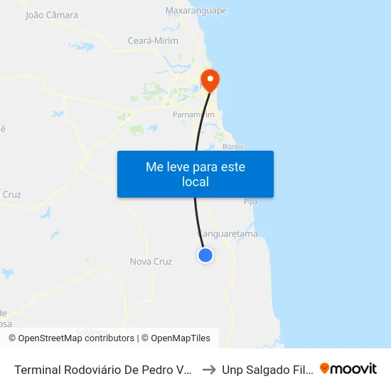 Terminal Rodoviário De Pedro Velho to Unp Salgado Filho map