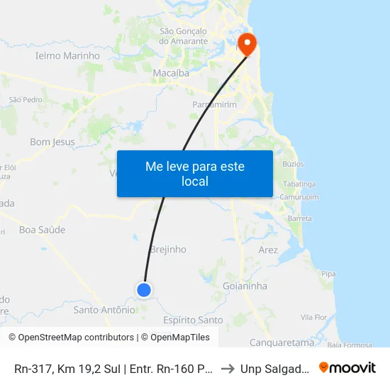 Rn-317, Km 19,2 Sul | Entr. Rn-160 Para Passagem to Unp Salgado Filho map